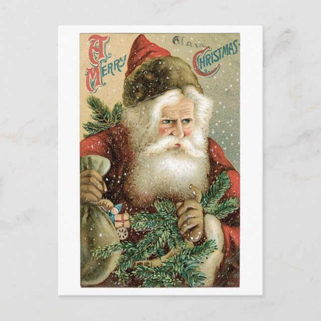 Cartes Pour Fêtes Annuelles Noël à l'ancienne, Père Noël (Devant)