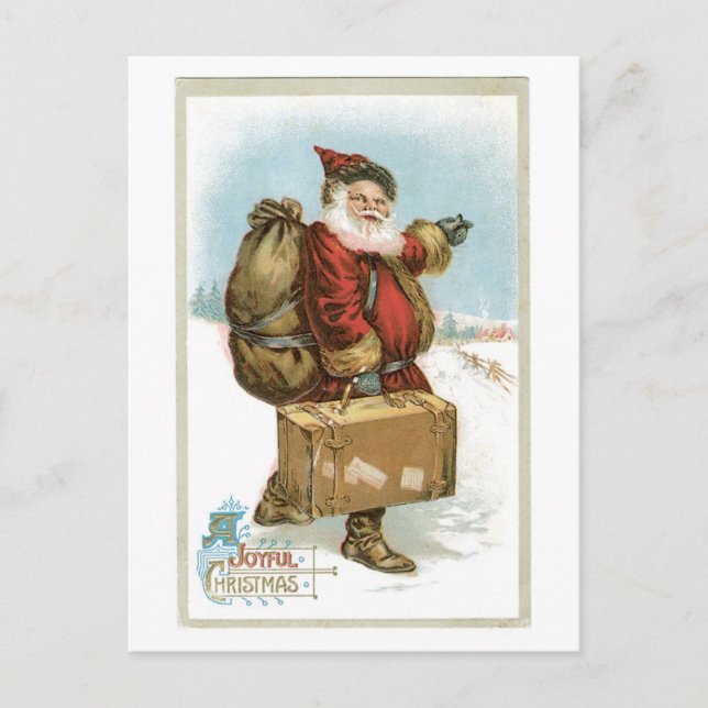 Cartes Pour Fêtes Annuelles Noël à l'ancienne, Père Noël (Devant)