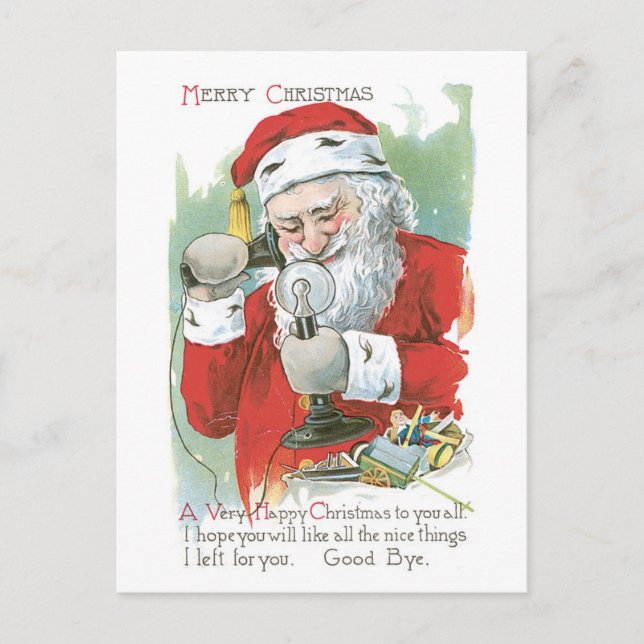 Cartes Pour Fêtes Annuelles Noël à l'ancienne, Père Noël (Devant)
