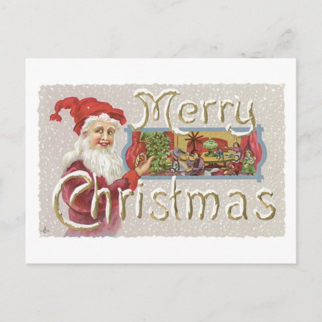 Cartes Pour Fêtes Annuelles Noël à l'ancienne, Père Noël (Devant)