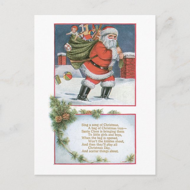 Cartes Pour Fêtes Annuelles Noël à l'ancienne, Père Noël (Devant)