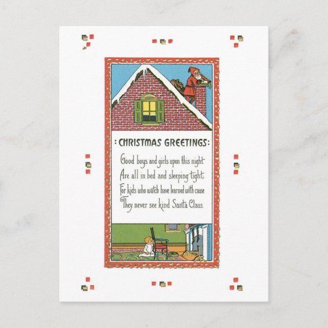 Cartes Pour Fêtes Annuelles Noël à l'ancienne, Père Noël (Devant)