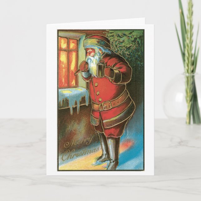 Cartes Pour Fêtes Annuelles Noël à l'ancienne, Père Noël (Devant)