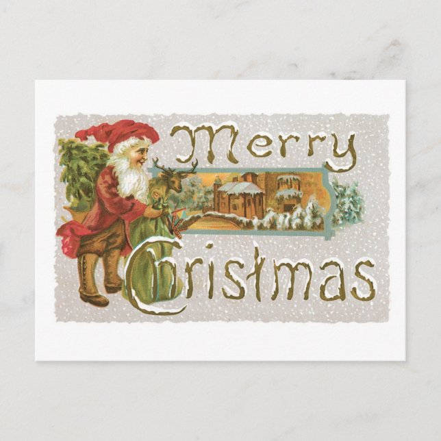 Cartes Pour Fêtes Annuelles Noël à l'ancienne, Père Noël (Devant)