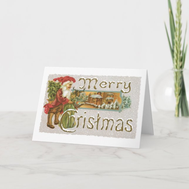 Cartes Pour Fêtes Annuelles Noël à l'ancienne, Père Noël (Devant)
