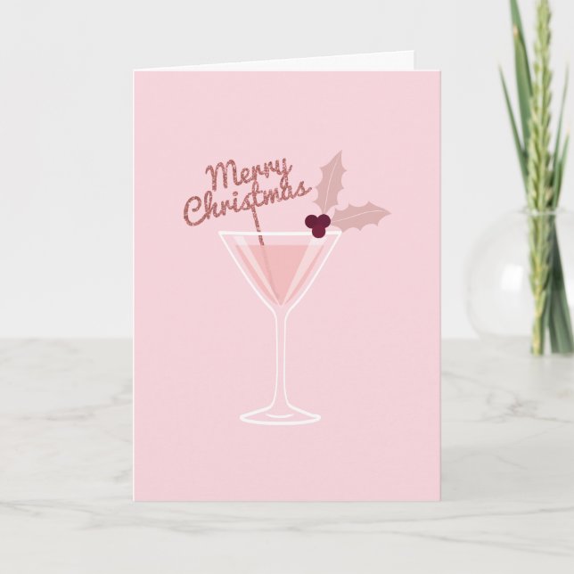 Cartes Pour Fêtes Annuelles Noël à Martini rose (Devant)