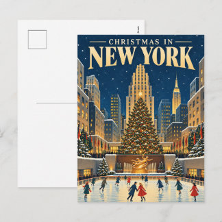 Cartes Pour Fêtes Annuelles Noël à New York Vintage Voyage Rétro