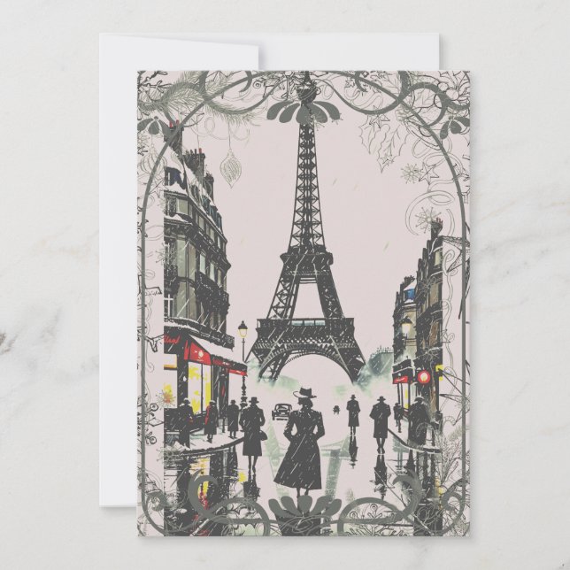 Cartes Pour Fêtes Annuelles Noël à Paris (Devant)