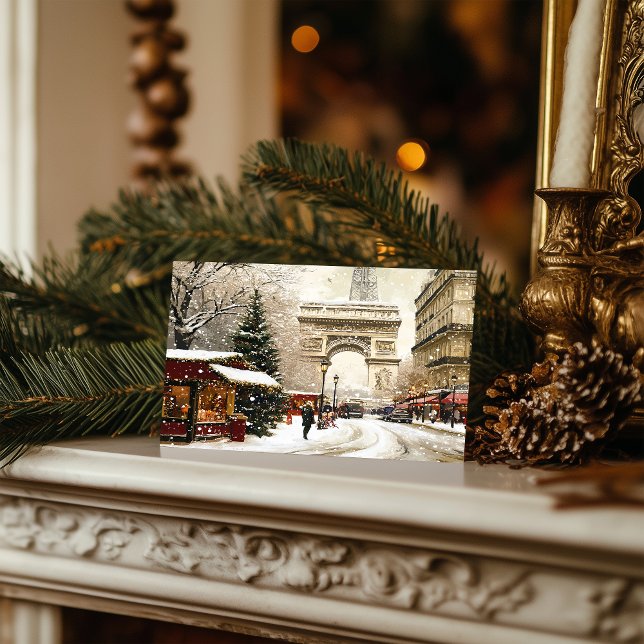 Cartes Pour Fêtes Annuelles Noël à Paris : Arc de Triomphe, scène d'hiver (Créateur téléchargé)