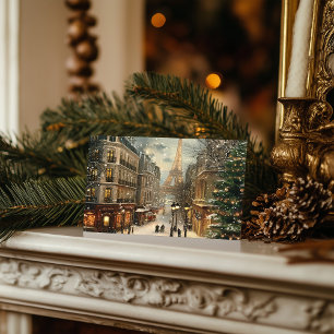 Cartes Pour Fêtes Annuelles Noël à Paris : Rue Tour Eiffel cosy