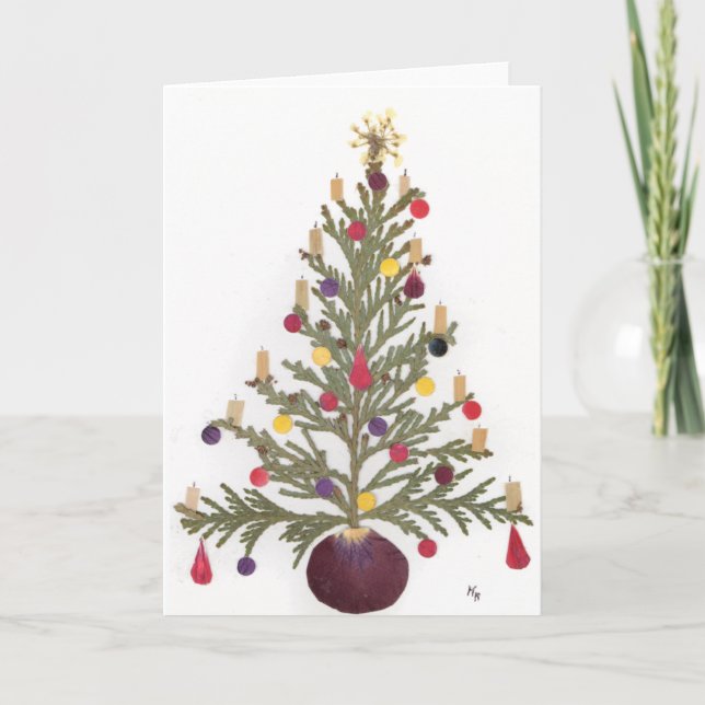 Cartes Pour Fêtes Annuelles Noël a pressé la conception de fleur (Devant)