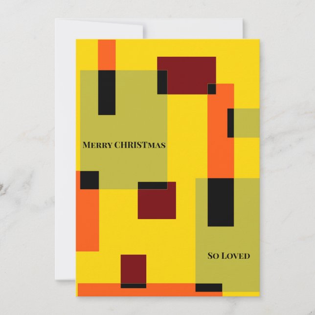 Cartes Pour Fêtes Annuelles Noël Abstrait vert orange jaune géométrique (Devant)