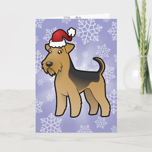 Cartes Pour Fêtes Annuelles Noël Airedale Terrier/gallois Terrier (Devant)