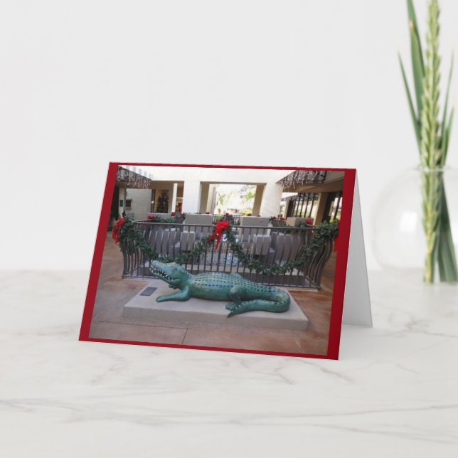 Cartes Pour Fêtes Annuelles Noël Alligator Humour de vacances (Devant)