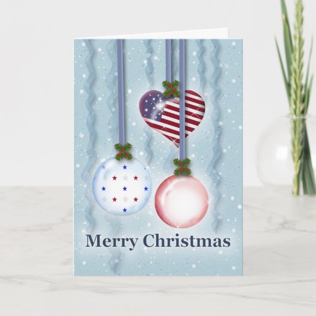 Cartes Pour Fêtes Annuelles Noël Americana avec ornements (Devant)