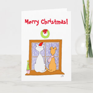 Cartes Pour Fêtes Annuelles Noël : Amis (chat et chien)