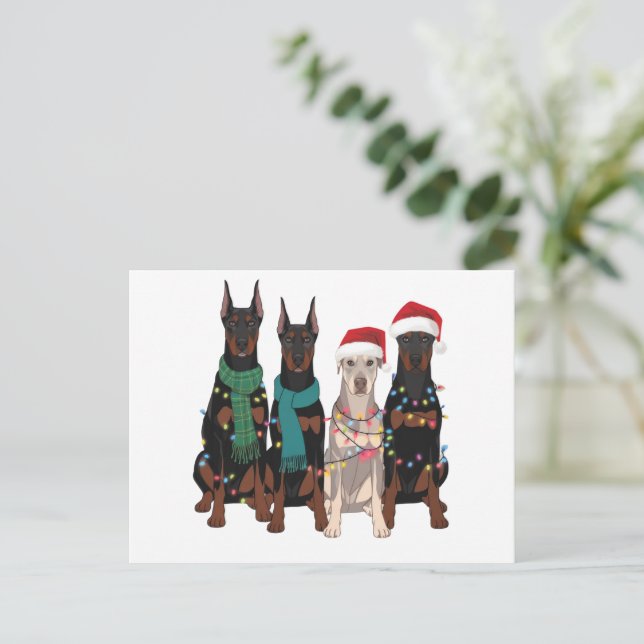 Cartes Pour Fêtes Annuelles Noël amoureux de Doberman Maman chien Vacances  (Debout devant)