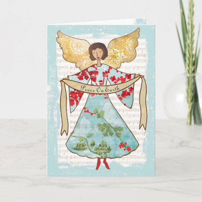 Cartes Pour Fêtes Annuelles Noël Angel Paix sur Terre (Devant)