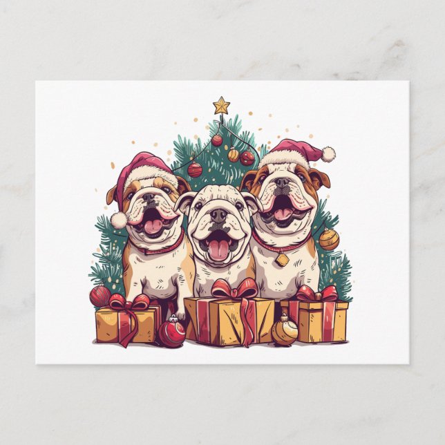 Cartes Pour Fêtes Annuelles Noël Anglais Chien de Chien De Fer Chapeau (Devant)