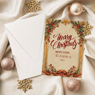 Cartes Pour Fêtes Annuelles Noël Antique Holly Berry