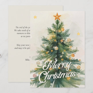 Cartes Pour Fêtes Annuelles Noël aquarelle vert et or 