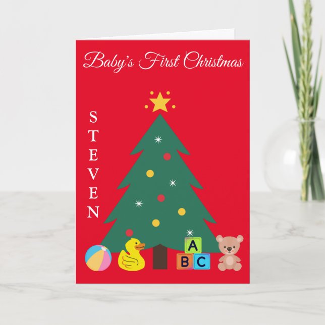 CARTES POUR FÊTES ANNUELLES NOËL ARBRE BÉBÉ PREMIER NOËL PERSONNALISÉ (Devant)