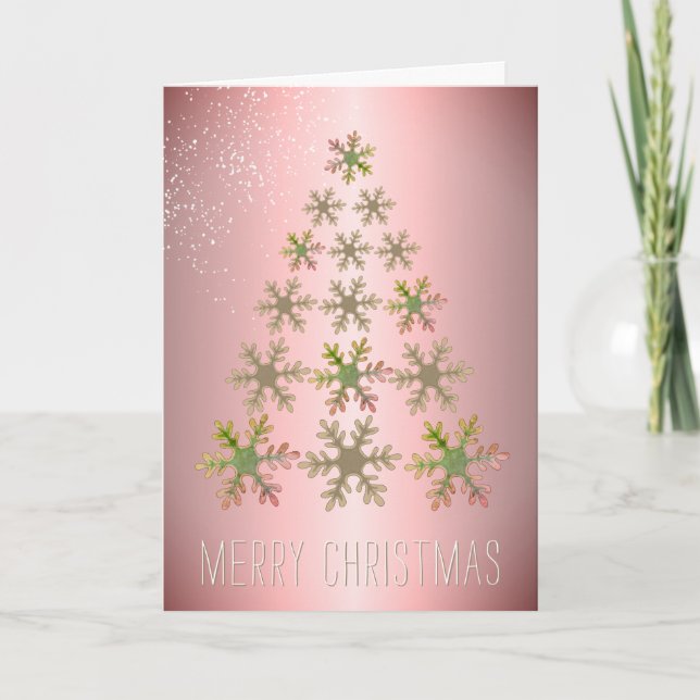 Cartes Pour Fêtes Annuelles Noël Arbre de Noël Pink Gold (Devant)