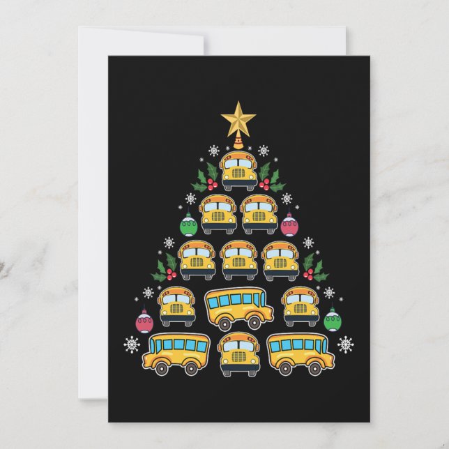 Cartes Pour Fêtes Annuelles Noël Arbre scolaire Bus amusant Conducteur Noël (Devant)