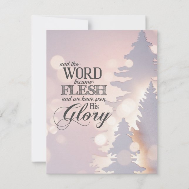 Cartes Pour Fêtes Annuelles Noël Arbres simples Bible chrétienne Verse plat (Devant)