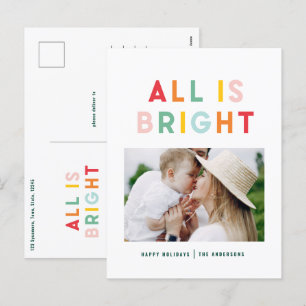 Cartes Pour Fêtes Annuelles Noël arc-en-ciel coloré clair 1 famille de photos