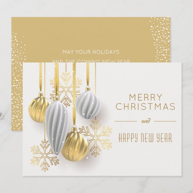 Cartes Pour Fêtes Annuelles Noël Argent Rétro (Devant / Derrière)