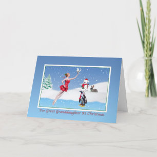 Cartes Pour Fêtes Annuelles Noël, arrière-petite-fille, ballerine, neige