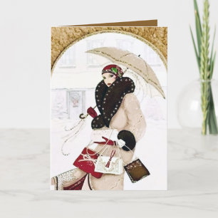 Cartes Pour Fêtes Annuelles Noël Art déco rétro