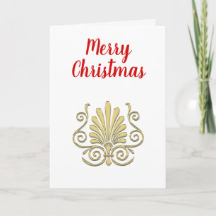 Cartes Pour Fêtes Annuelles Noël Art Déco Vintage Plume Doré Arabesque