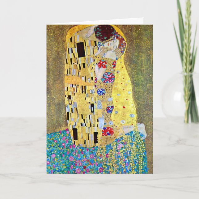 Cartes Pour Fêtes Annuelles Noël Art nouveau, le baiser de Gustav Klimt (Devant)