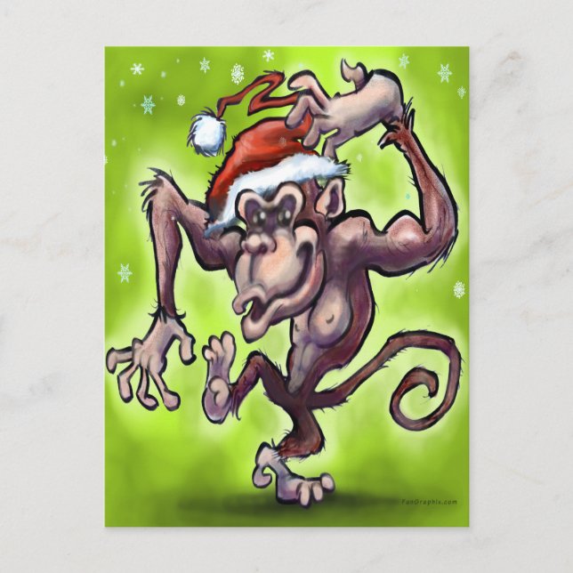 Cartes Pour Fêtes Annuelles Noël au chimpanzé (Devant)