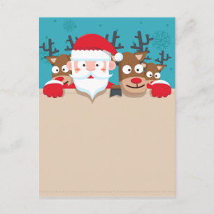 Cartes Pour Fêtes Annuelles Noël au Père Noël avec rennes