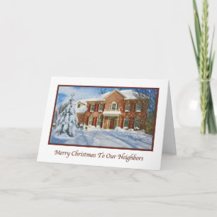 Cartes Pour Fêtes Annuelles Noël Aux Voisins, Snowy Home Scène