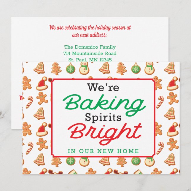 Cartes Pour Fêtes Annuelles Noël Baking Spiritueux Nouvelle Maison (Devant / Derrière)