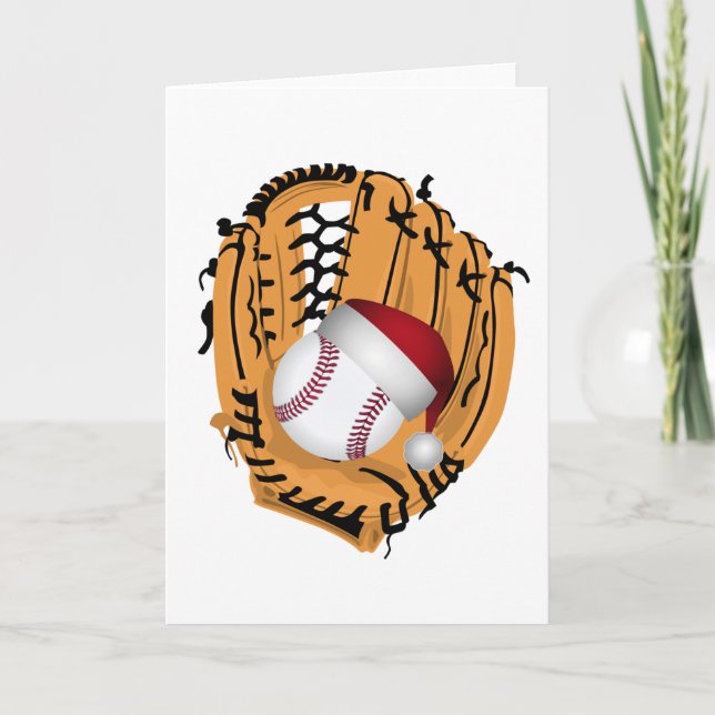 Cartes Pour Fêtes Annuelles Noël Baseball Mitt et Ball (Devant)