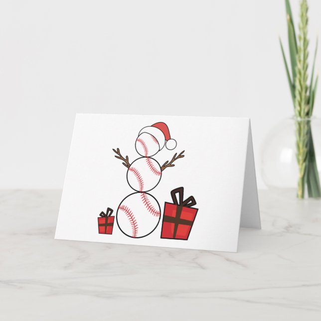 Cartes Pour Fêtes Annuelles Noël Baseball Snowman Drôle (Devant)