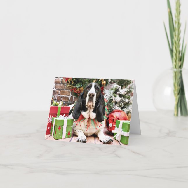 Cartes Pour Fêtes Annuelles Noël - Basset Hound - jasmin (Devant)
