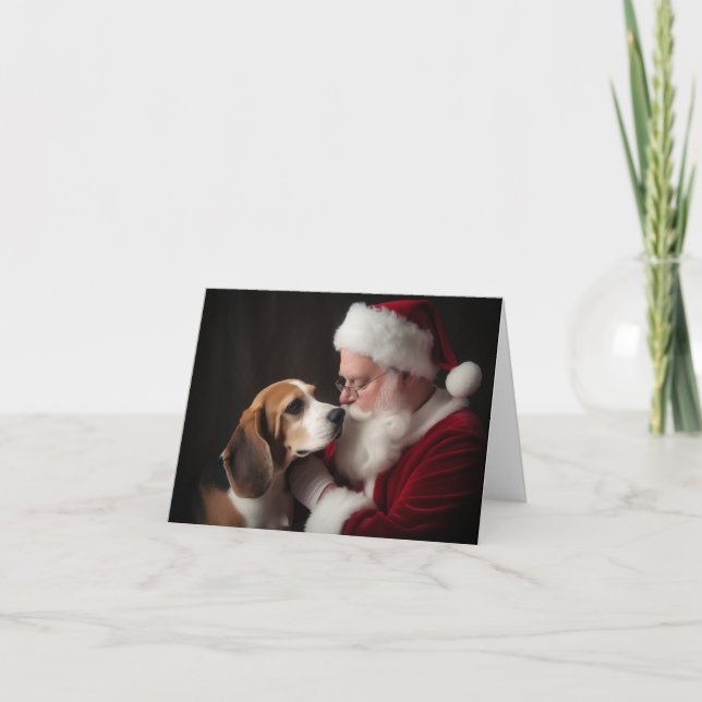 Cartes Pour Fêtes Annuelles Noël beagle (Devant)