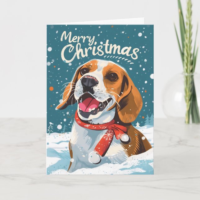 Cartes Pour Fêtes Annuelles Noël beagle (Devant)