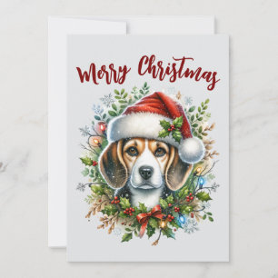 Cartes Pour Fêtes Annuelles Noël Beagle Style Rustique de Ferme de Noël 