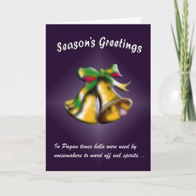 Cartes Pour Fêtes Annuelles Noël Bell (or/pourpre) (Devant)