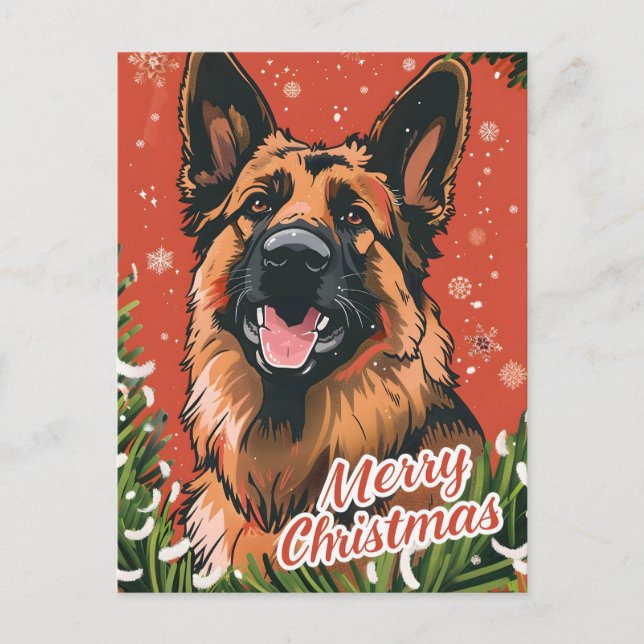 Cartes Pour Fêtes Annuelles Noël berger allemand (Devant)
