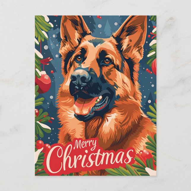 Cartes Pour Fêtes Annuelles Noël berger allemand (Devant)