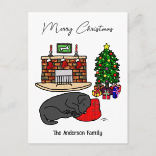 Cartes Pour Fêtes Annuelles Noël Black Labrador Dormait