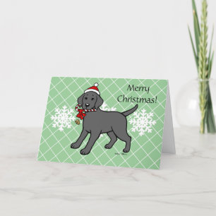 Cartes Pour Fêtes Annuelles Noël Black Labrador Sucre de canne de chiot
